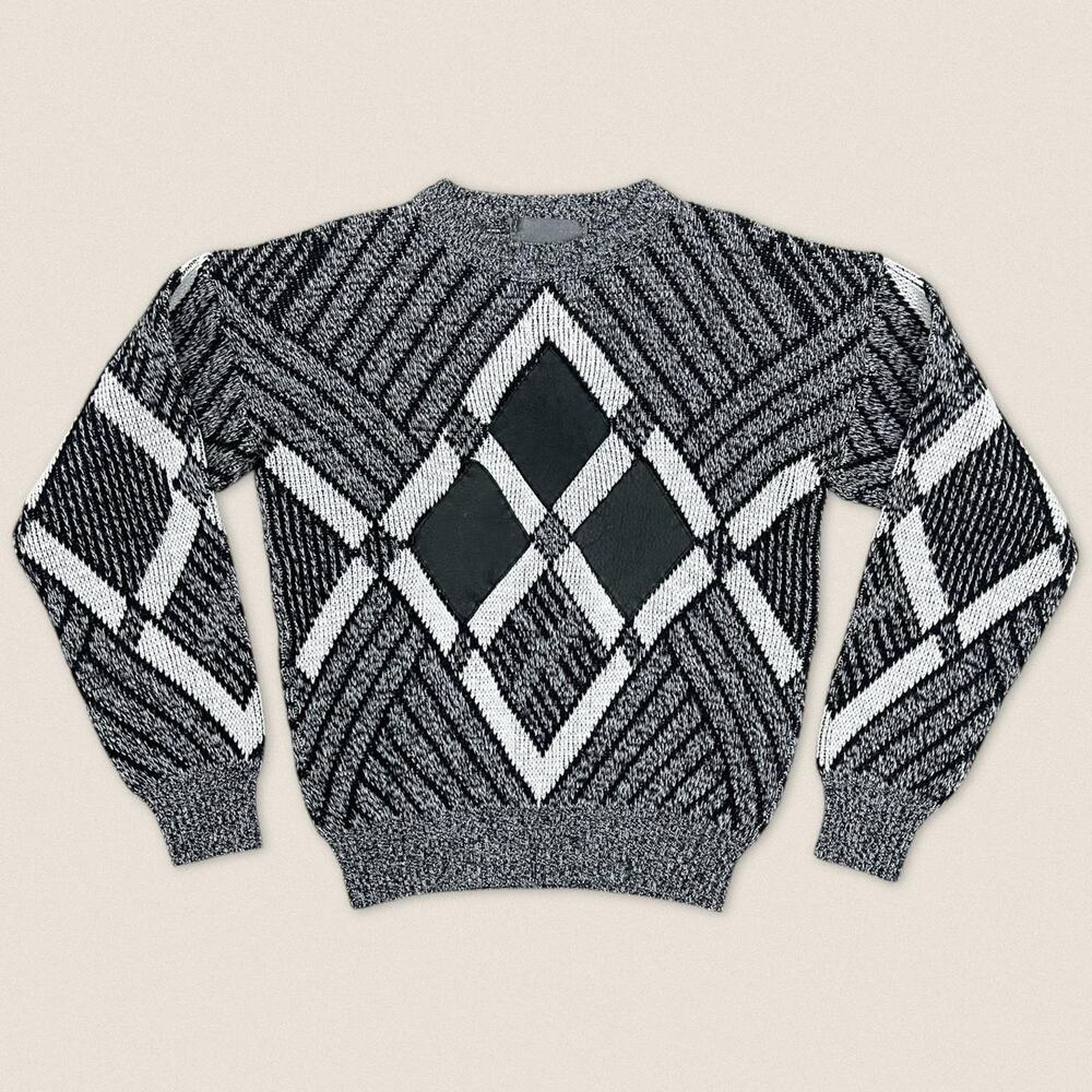 Vintage 90s Argyle Diamond Grandpa Sweater | Size Medium |